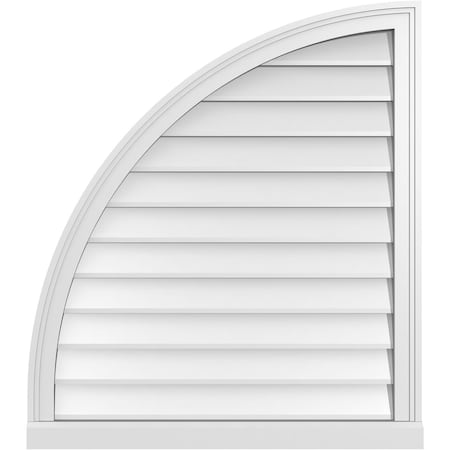 Ekena Millwork Quarter Round Top Left Surface Mount PVC Gable Vent w/ 2"W x 2"P Brickmould Sill Frame, 30"W x 34"H GVPQL30X3403SN